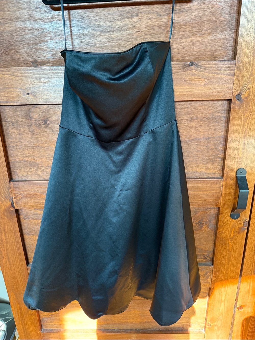 Strapless Black Satin Slip Dress